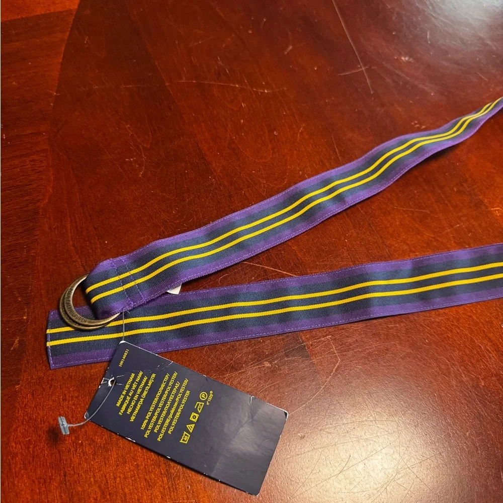 Polo Ralph Lauren Purple Navy and Yellow Striped Belt - Picture 5 of 8